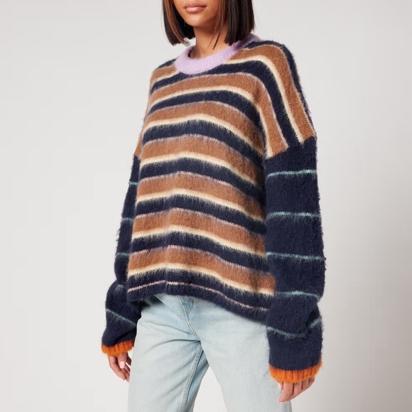 Stine Goya / lucs alpaca stripes fluffy colorblock oversize Sweater Large L - Picture 1 of 8